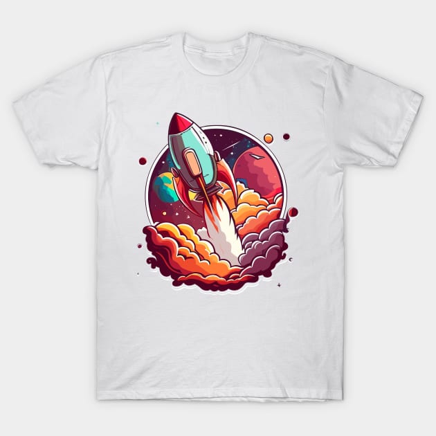 Cartoon rocket ship T-Shirt by JORDYGRAPH